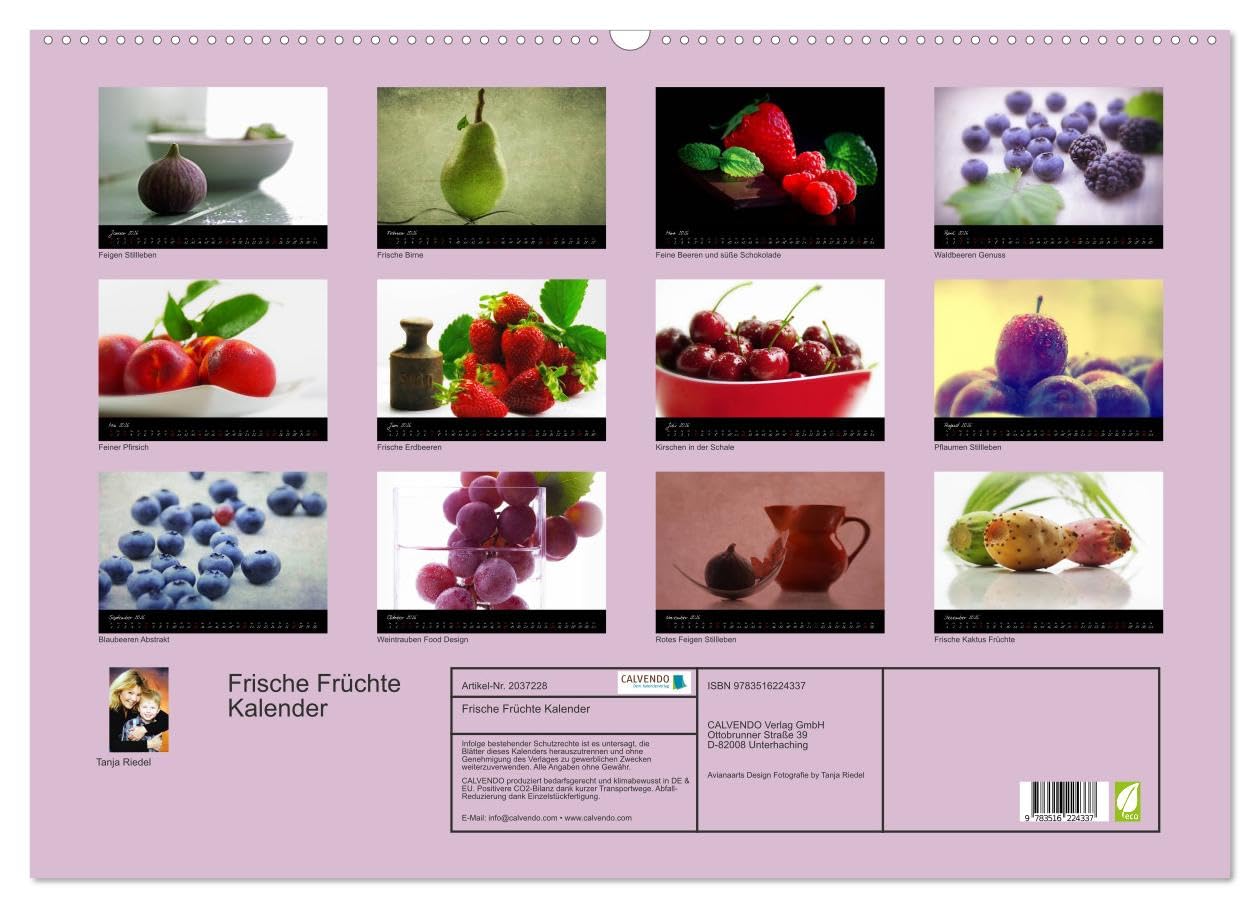 Frische Früchte Kalender (Wandkalender 2026 DIN A2 quer), CALVENDO Monatskalender: Ein toller Küchenkalender aus frischen Früchten. Ob exotische oder ... appetitlich anzusehen. (CALVENDO Gesundheit)