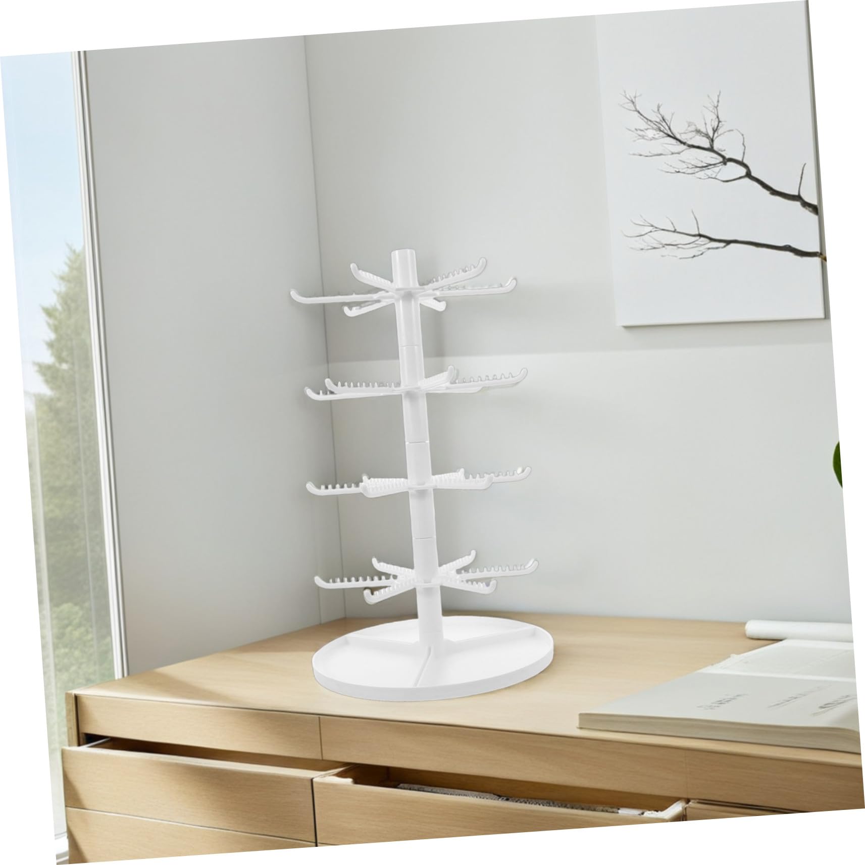 LABRIMP Espositore per Orecchini ad Albero Multistrato Bianco in Plastico | Organizer Gioielli per Casa ed Esposizioni, Supporto per Gioielli Design Multiuso, Adatto a Chiavi