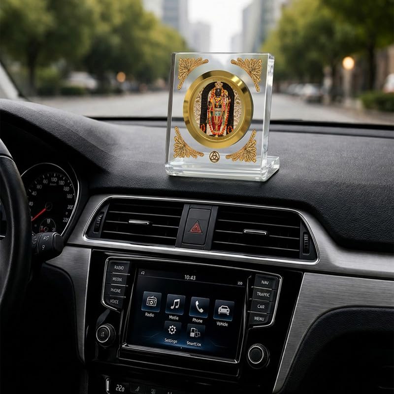 Image of DIVINITI 24K Gold Plated Religious Car Dashboard Frame | Premium God Idol Frame for Car, Home Mandir & Office Table | Spiritual Gift, Decorative Showpiece