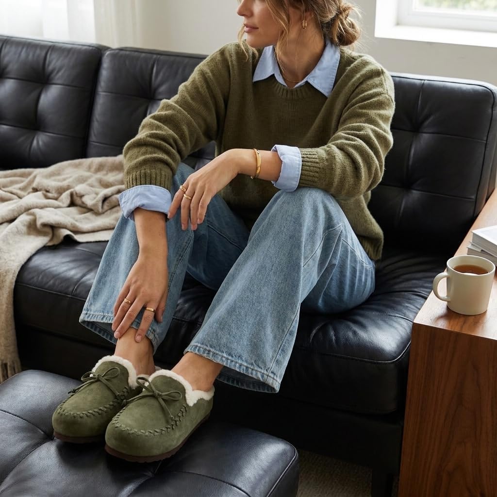 CUSHIONAIRE Creek Genuine Leather Suede Womens Slippers Casual House Shoes image 3