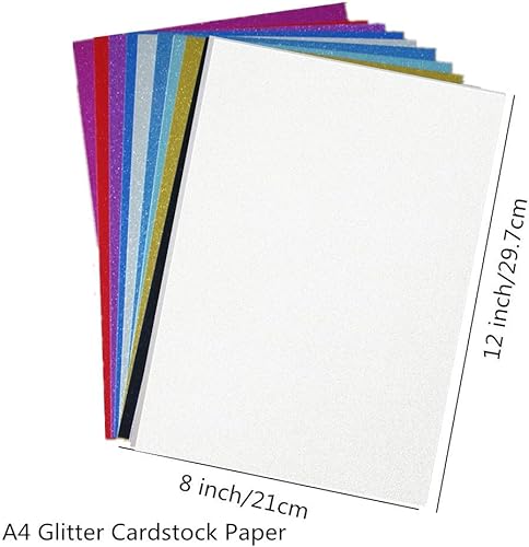 Miniatura 2 de Baisunt 20 hojas de papel de cartulina con purpurina blanca para proyectos de arte DIY, álbumes de recortes, decoración de cumpleaños, bodas y