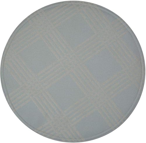 Sweet Pea Linens Juego de dos manteles individuales redondos con cargador jacquard de celosía azul claro y verde