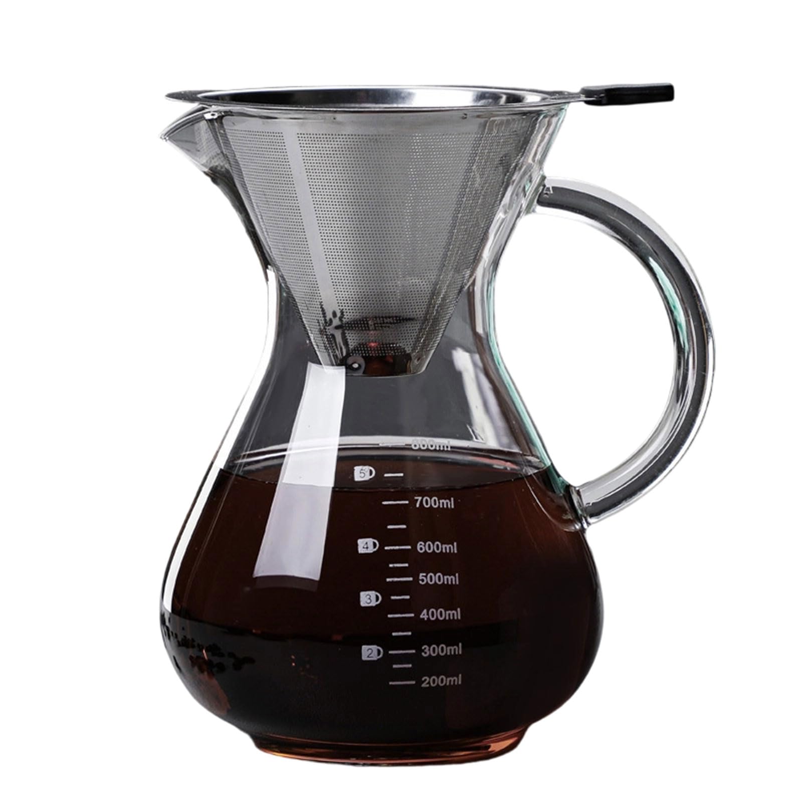Nucelit Glass Coffee Maker with 304 Stainless Steel Fine Strainer Perfect for Drip Coffee Lovers Clear Glass Brewing Set