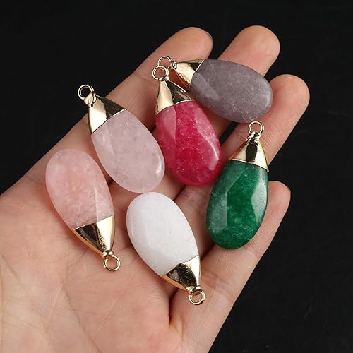 Miniatura 4 de LE SKY 6 colgantes de piedra natural larga con forma de gota de agua facetada curativa piedra de ágata de cristal para hacer joyas y collares,
