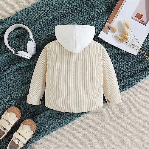 Kids Toddler Boys Girls Warm Corduroy Shirt Jacket Button Dowm Hooded Sweatshirt Lapel Pocket Coat Outwear3
