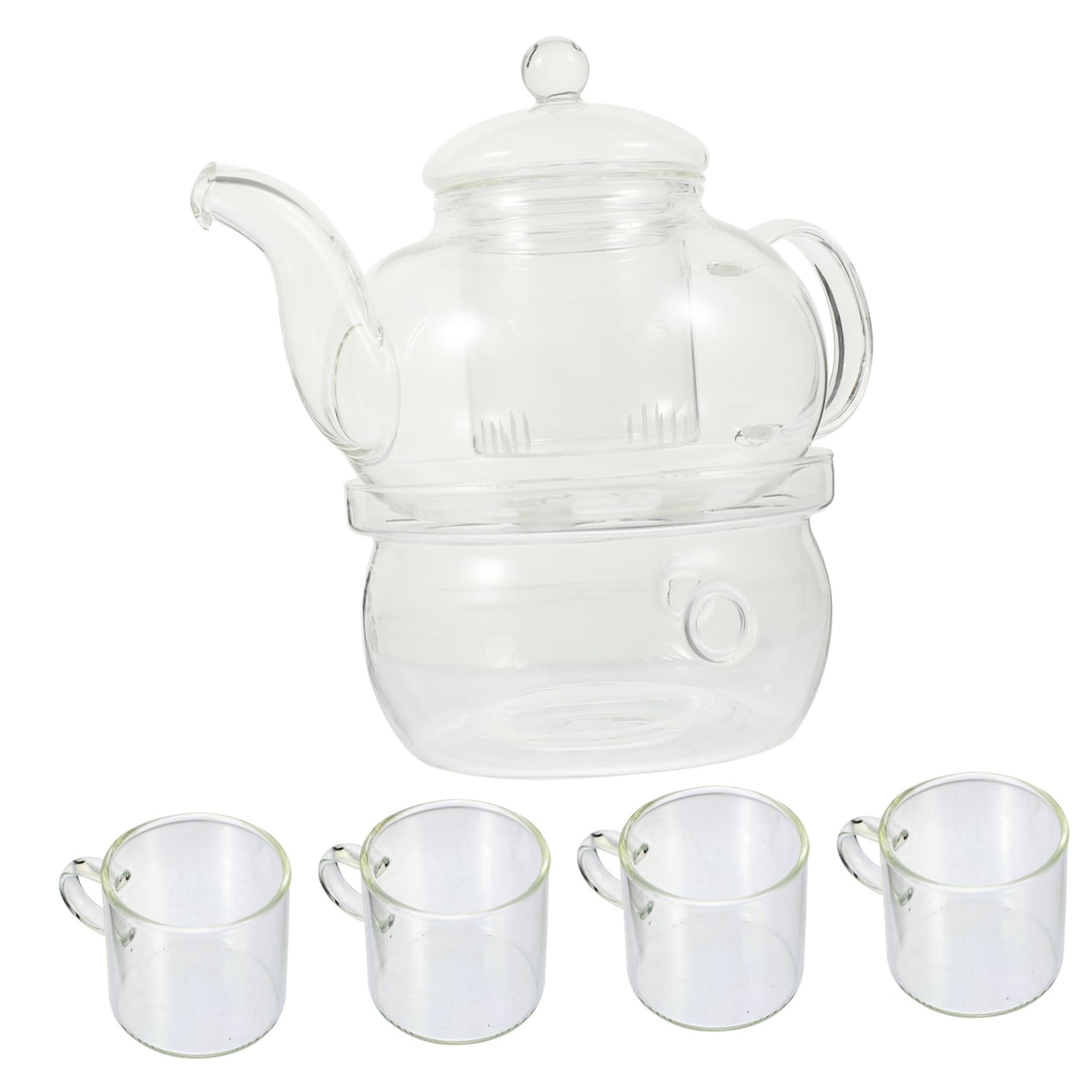 Cabilock Hitzebeständiges Glas Teekannen Satz mit Filter und Kerzenständer Kung Fu Teezubereiter für Elegante Teezeremonie zu Hause