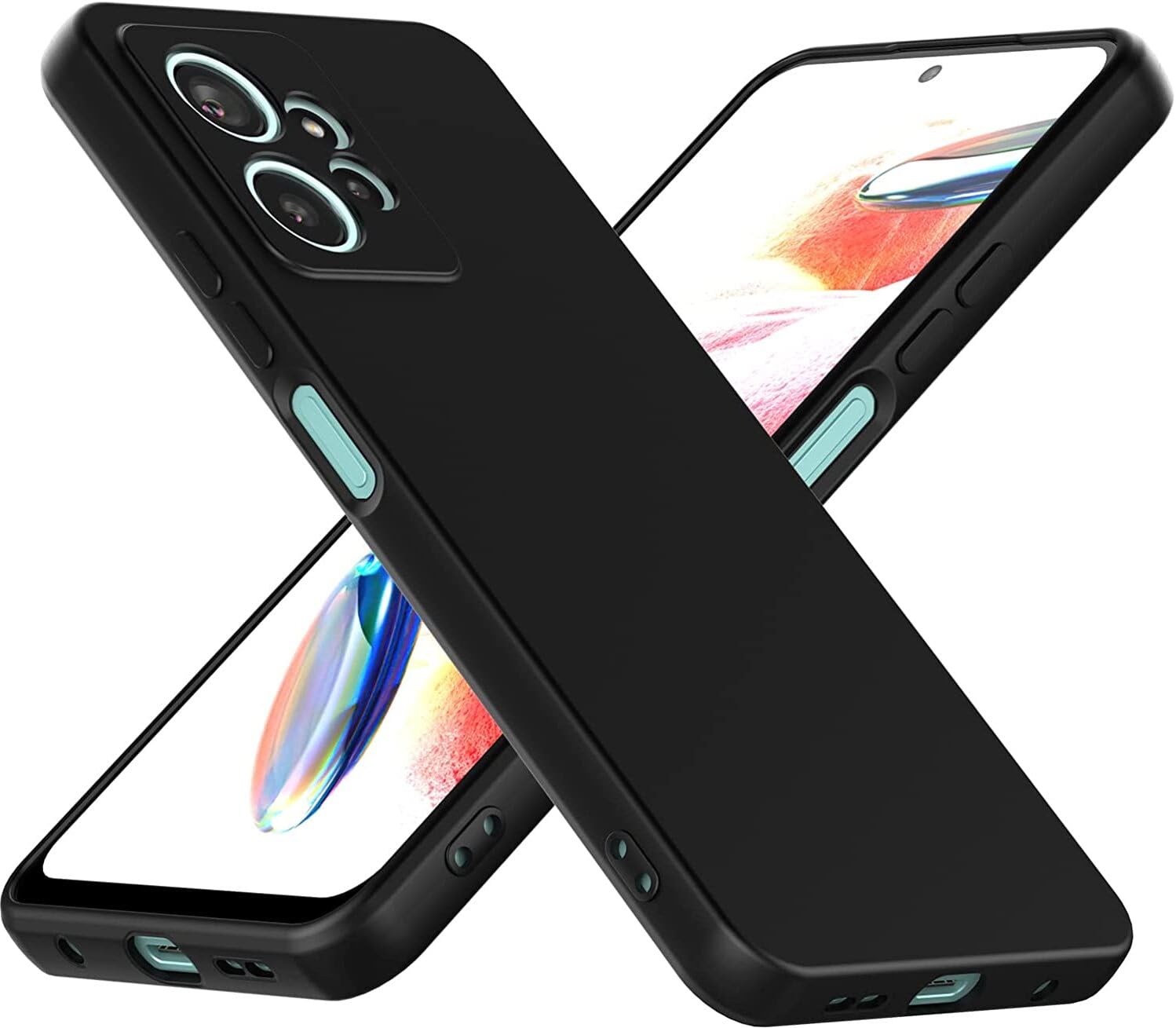 VONZEECompatible with Redmi Note 12 Back Cover with Upgraded Square Edges for Camera Protection Shockproof Flexible Matte Liquid Silicone Phone Case (Black)