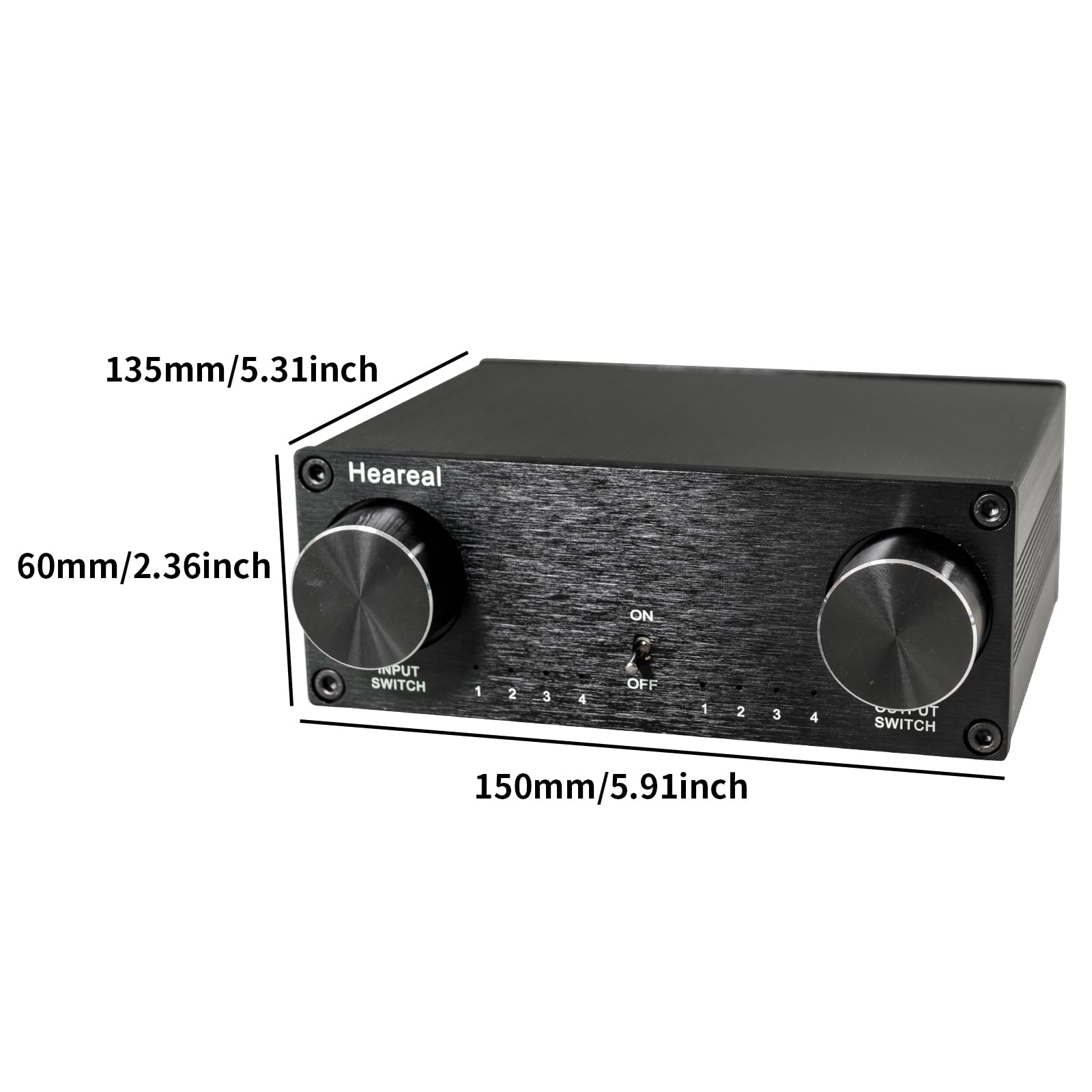 Selettore audio stereo RCA 4 in 4 uscite, connettori placcati oro, doppi selettori a 4 posizioni per ingresso e uscita, guscio in alluminio, nessuna perdita di segnale, per amplificatore lettore CD