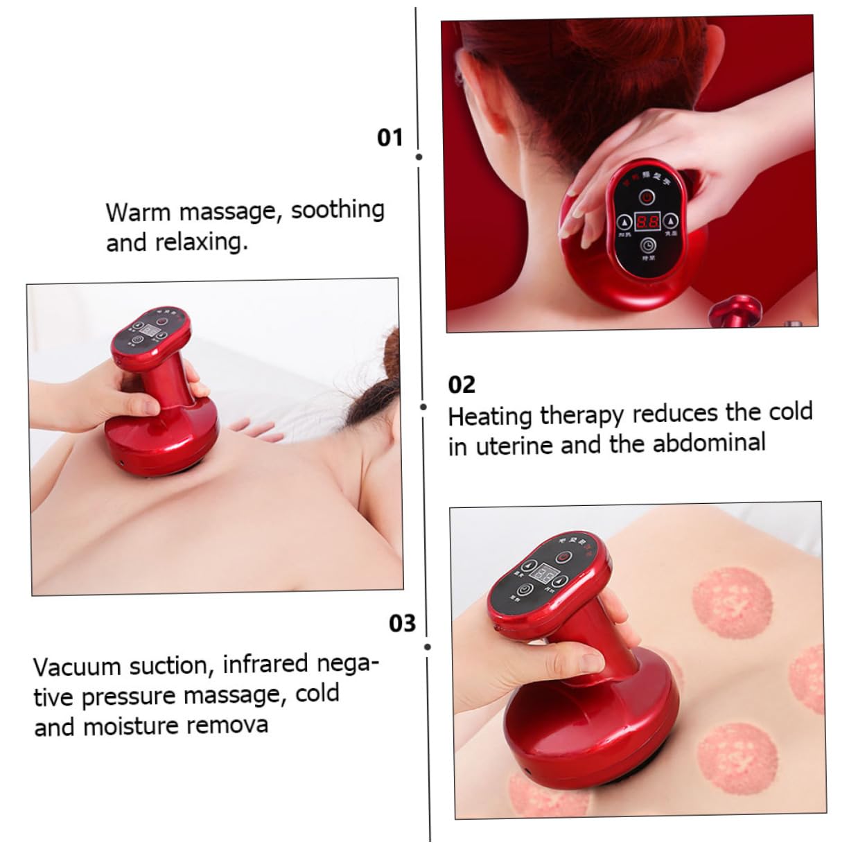 Healeved Strumento Elettronico di Grattaggio per Automassaggio Terapia Termica e Funzione Drenante, Materiale Abs, Set per Rilassamento e Linfodrenaggio