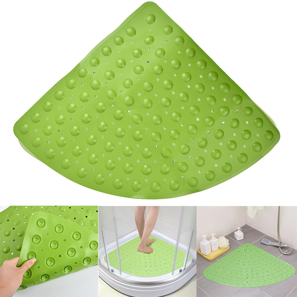 BUYGOO Mata prysznicowa, antypoślizgowa, z przyssawką, 55 cm, w kształcie wachlarza, PCW, mata antypoślizgowa, odporna na pleśń, wkładka do wanny z otworem odpływowym do prysznica lub wanny