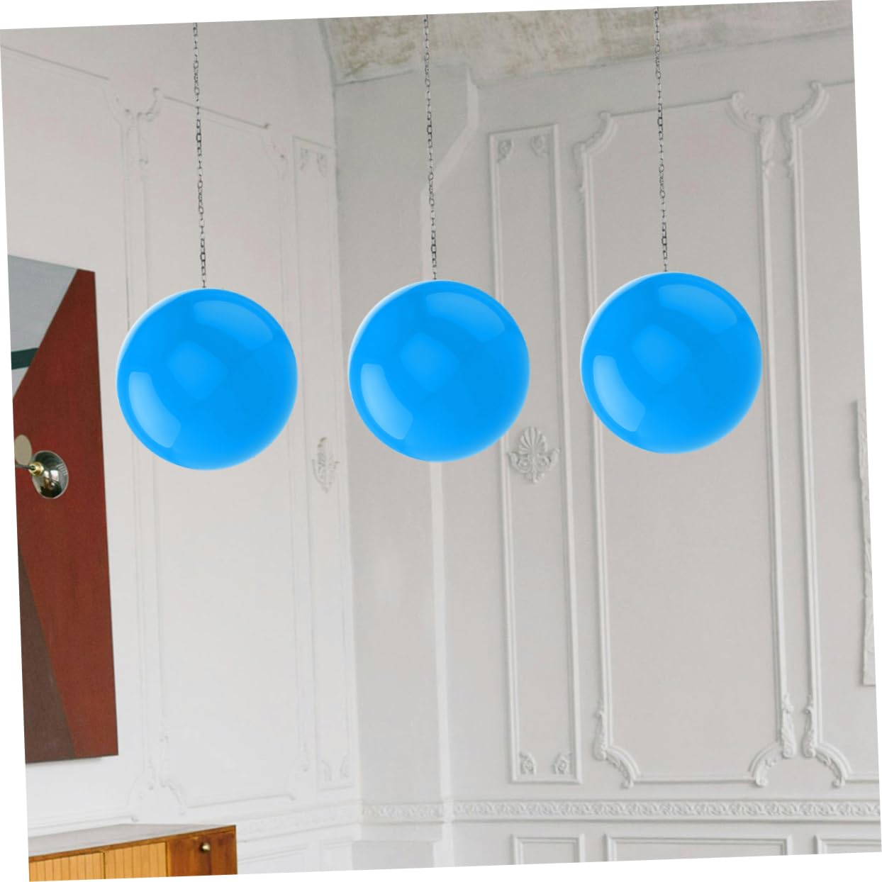 SEWACC Polished Sky Blue Metal Gazing Ball Decorative Hanging Ball for Indoor Outdoor Stainless Steel Reflective Globe