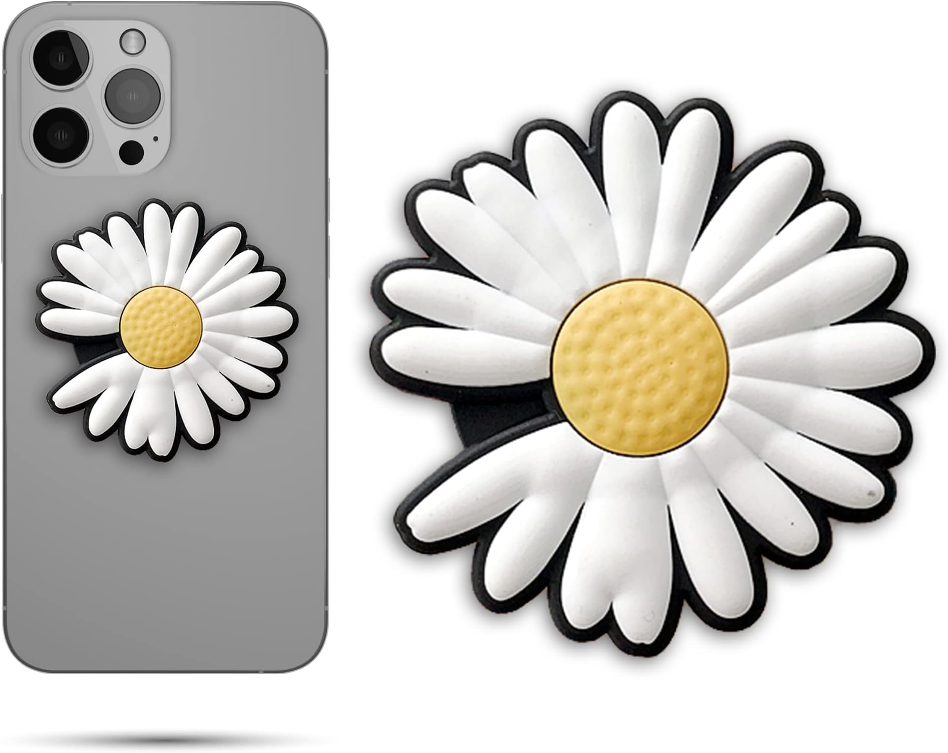 Regor Finger Grip & Mobile Holder | Mobile Stand | Cell Phone Grip Holder for Hand & Mobile Back Holder Grip | Selfie Holder & Works as iPhone Stand & Android Phone Stand for Desk – White Flower