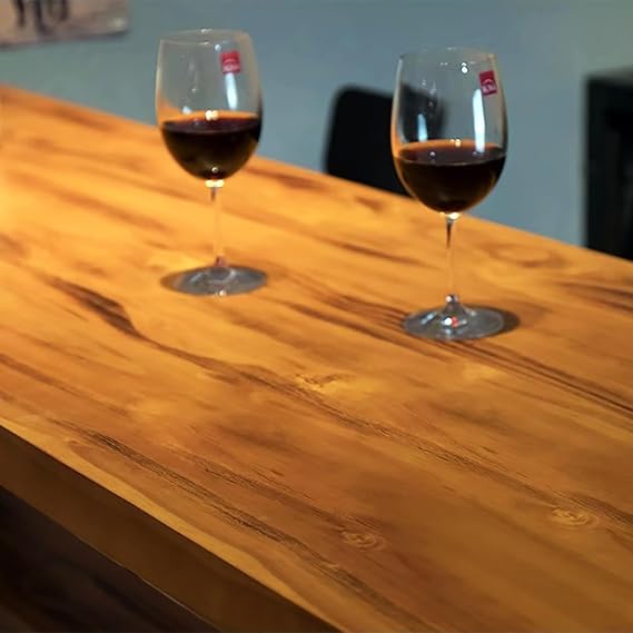 Industrial Long Bar Table,Counter Height Kitchen Dining Table,Solid Wood Bar Height Pub Table,Rectangular Sofa Console Table Rustic Bar Top Table with Metal Legs,No Stool(47.2, Brown)