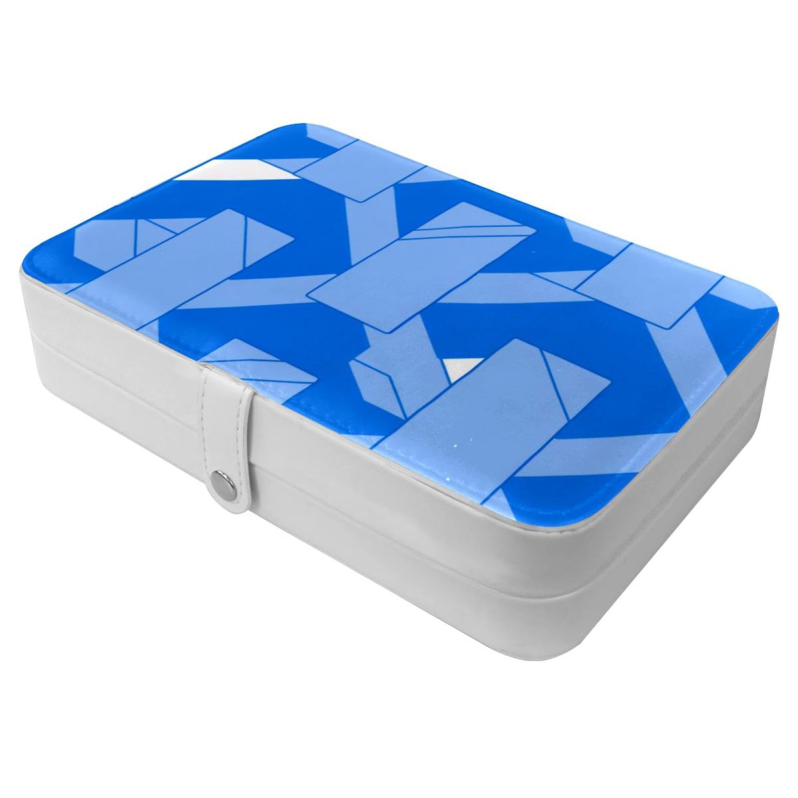 Étui de rangement pour bijoux portable avec boucle métallique bleu