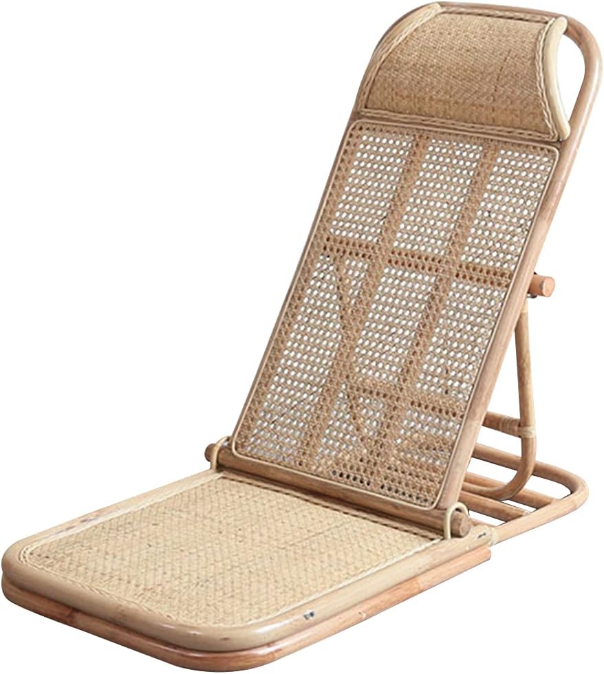 4-Gear Adjustable Folding Rattan Floor Lounge Chair - Beach & Office Relaxation