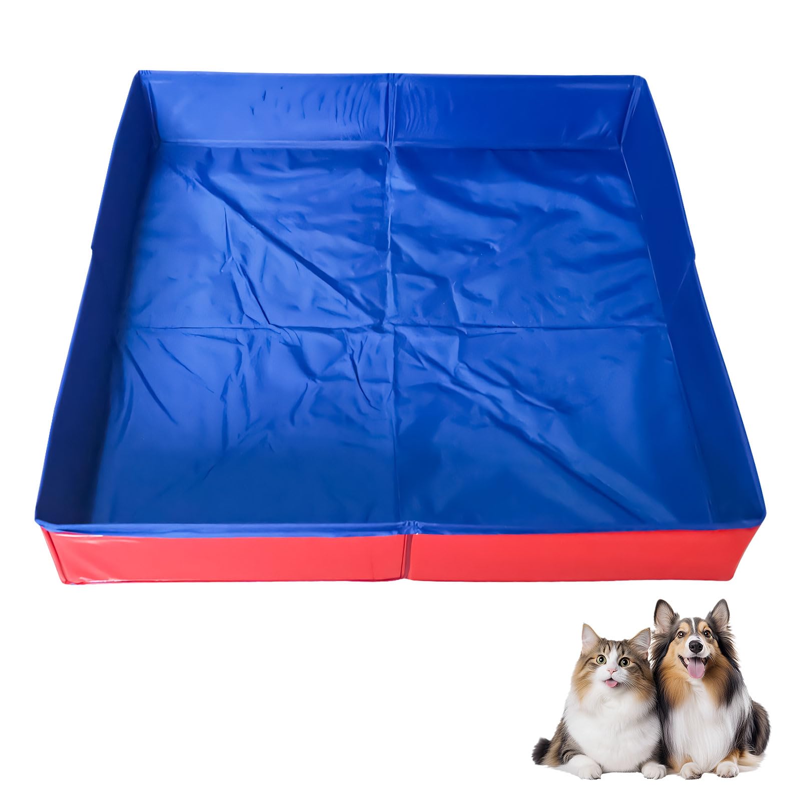 Dog Pool Small Dogs Cats Foldable Non-Slip Cat Pool Dog Bathtub, Mini Dogs Cats Pool Paddling Pool Without Inflating, Dog Paddling Pool Dog Pools, Pool Dog Pool (E-50 x 10)