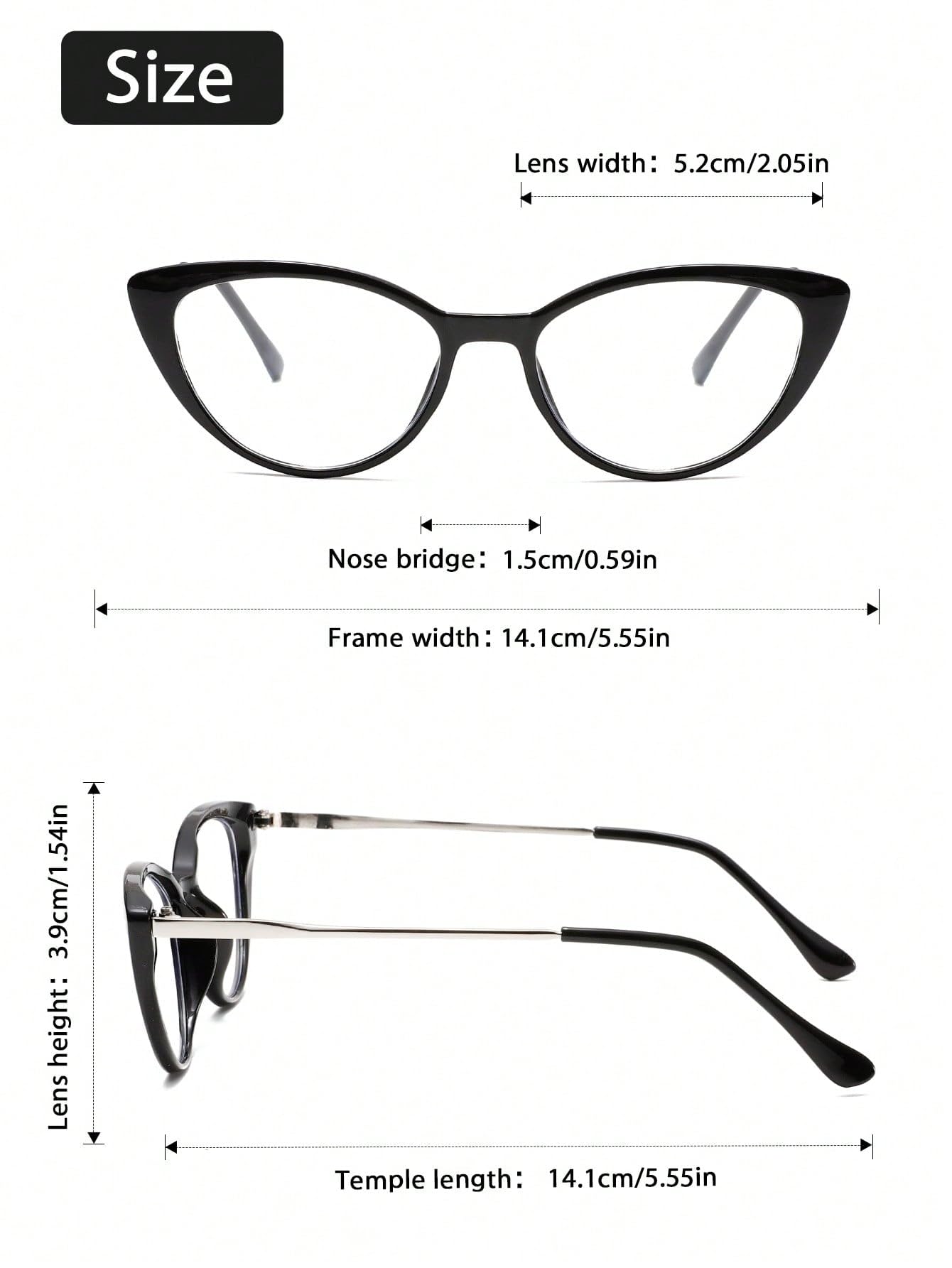 1/2/3 gafas transparentes de plástico con diseño de ojo de gato, marco completo, moderno, simple, para mujer, para la vida cotidiana, regalo de vacaciones adecuado — view 5