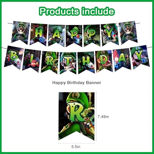 Luigi Mansion Birthday Party Decorations, Halloween Horror Theme Party Supplies With Happy Birthday Banner, Cake Toppers, Balloons For Kids Adults Party Favors #TOP1