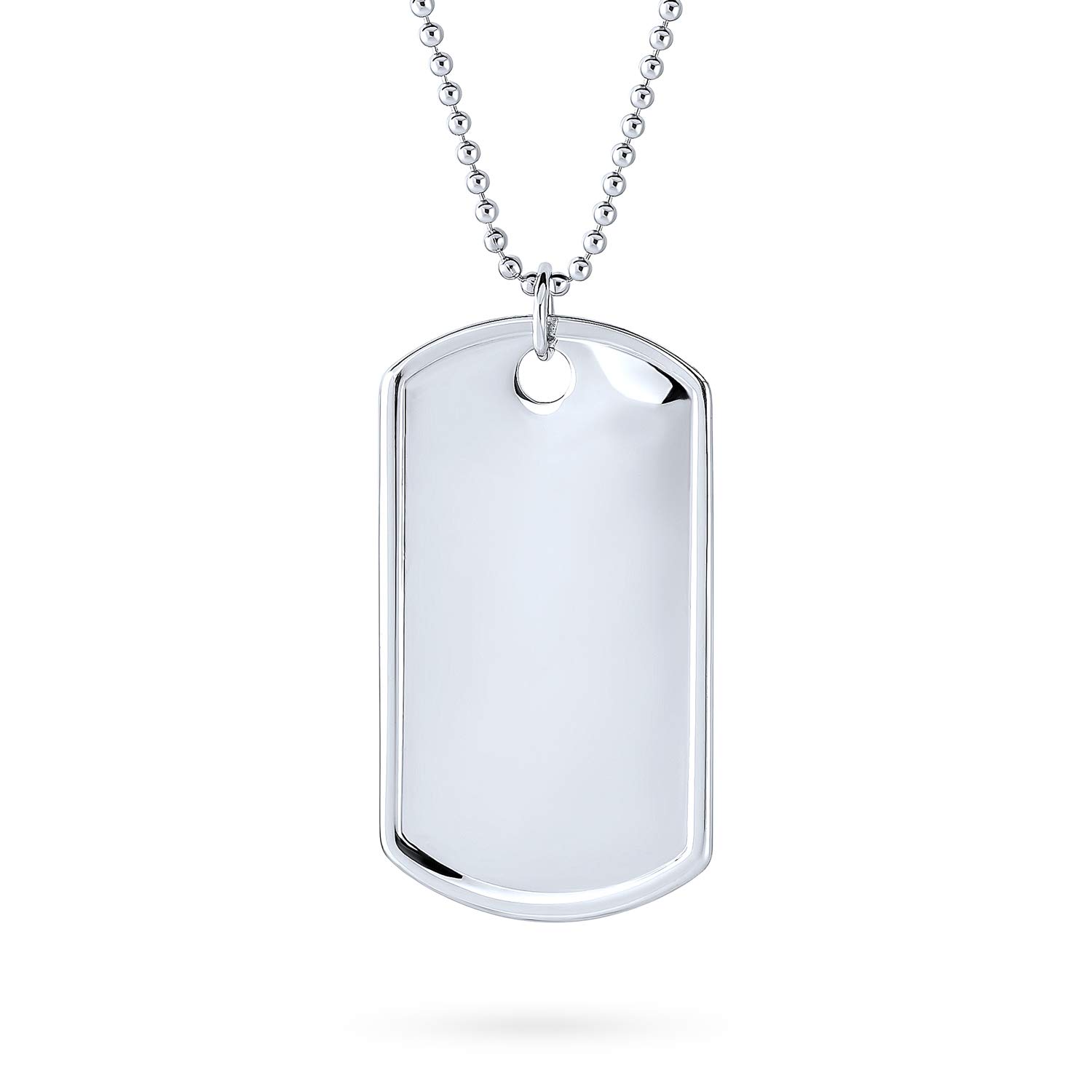 Bling Jewelry Personalizada Para Hombre Mediano, Grande X-Grande Ejército De Identificación Militar Chapa De Perro Colgante Collar .925 Plata Esterlina Larga Cadena De Bolas De Abalorios18,20 24 Pulgadas