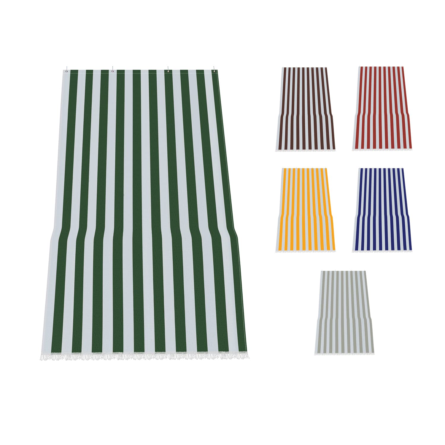 Tenda da sole colore bianco verde misura 145x250 cm ombreggiante con kit anelli e ganci in tessuto resistente antistrappo da esterno casa veranda terrazzo balcone giardino camper gazebo bar lavabile