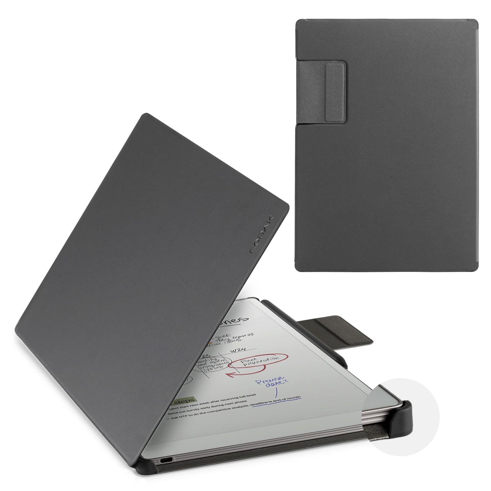 Photo 1 of CoBak Premium Magnetic Case for Remarkable Paper Pro 2024 Released 11.8 inch, PU Leather Smart Auto Sleep/Wake Book Folio Cover with Corner Protection and Pen Holder Strap, Matte Black