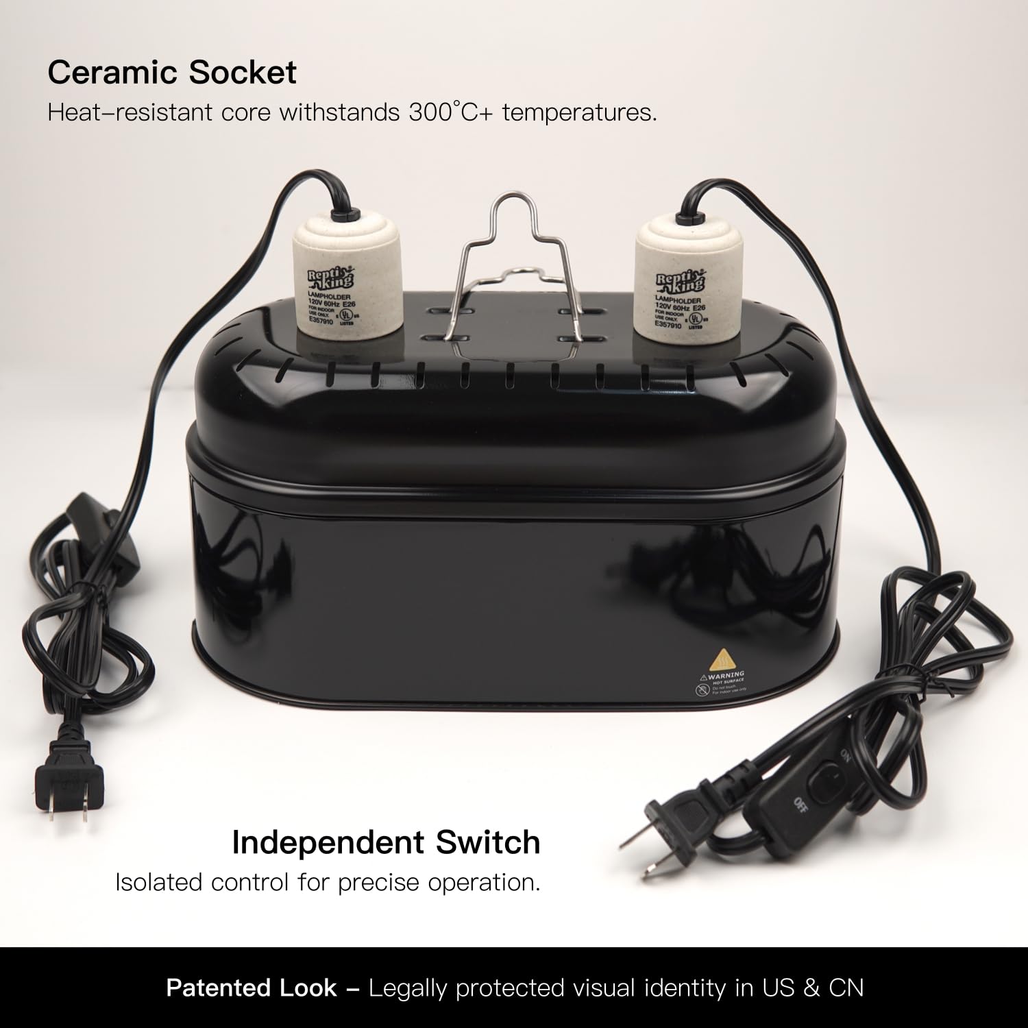 Reptile Light Fixture – Dual Dome with Ceramic Socket – Dual Use for Heat Lamp Emitter & Basking Bulbs & UVB Bulbs – Ideal for Bearded Dragon, Snake, Chameleon, Turtle & Terrarium Tank Accessories - image 3