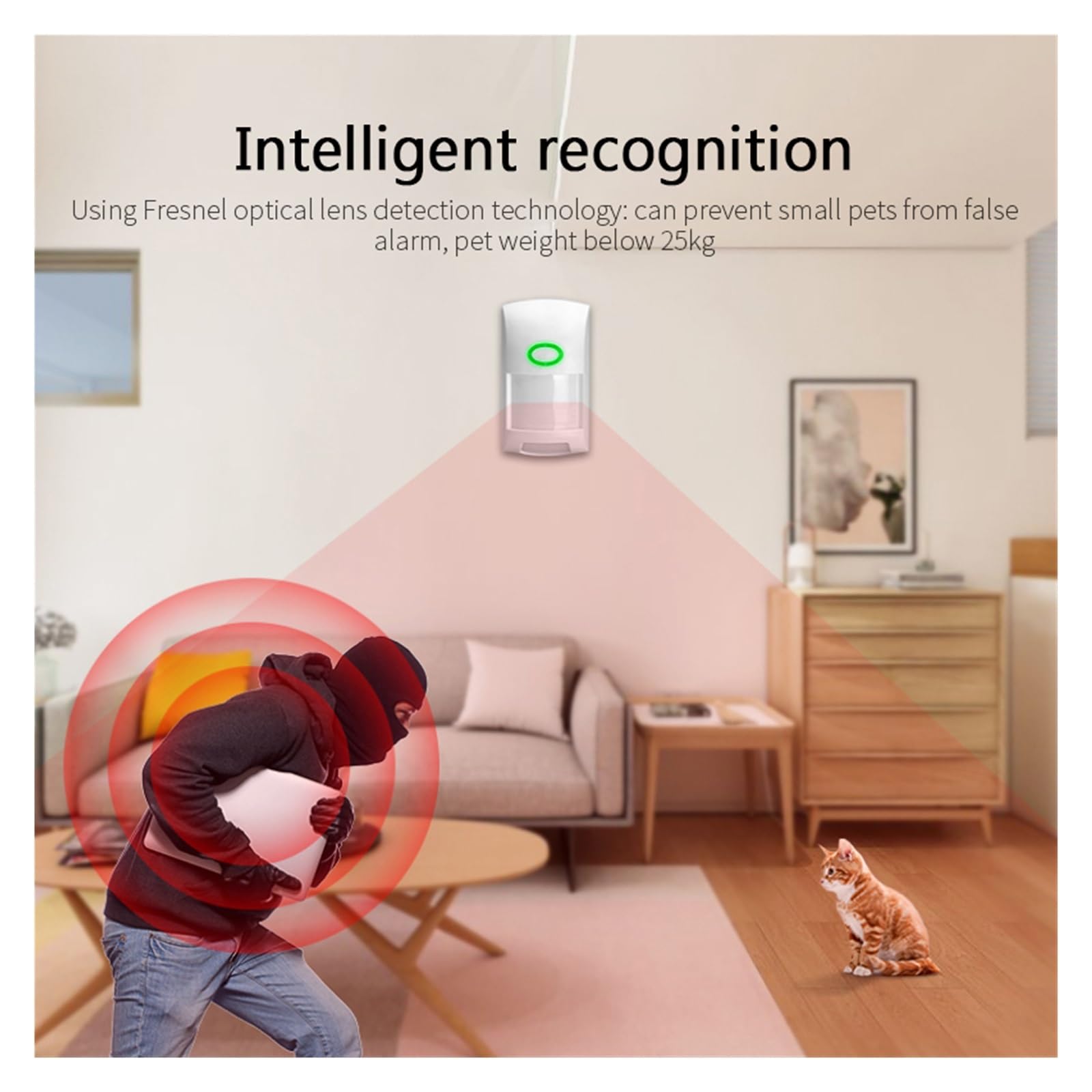 Smart Alarm Sensore di Movimento Intelligente Rilevatore Allarme a infrarossi App del Corpo Umano con Controllo remoto(ZigB)