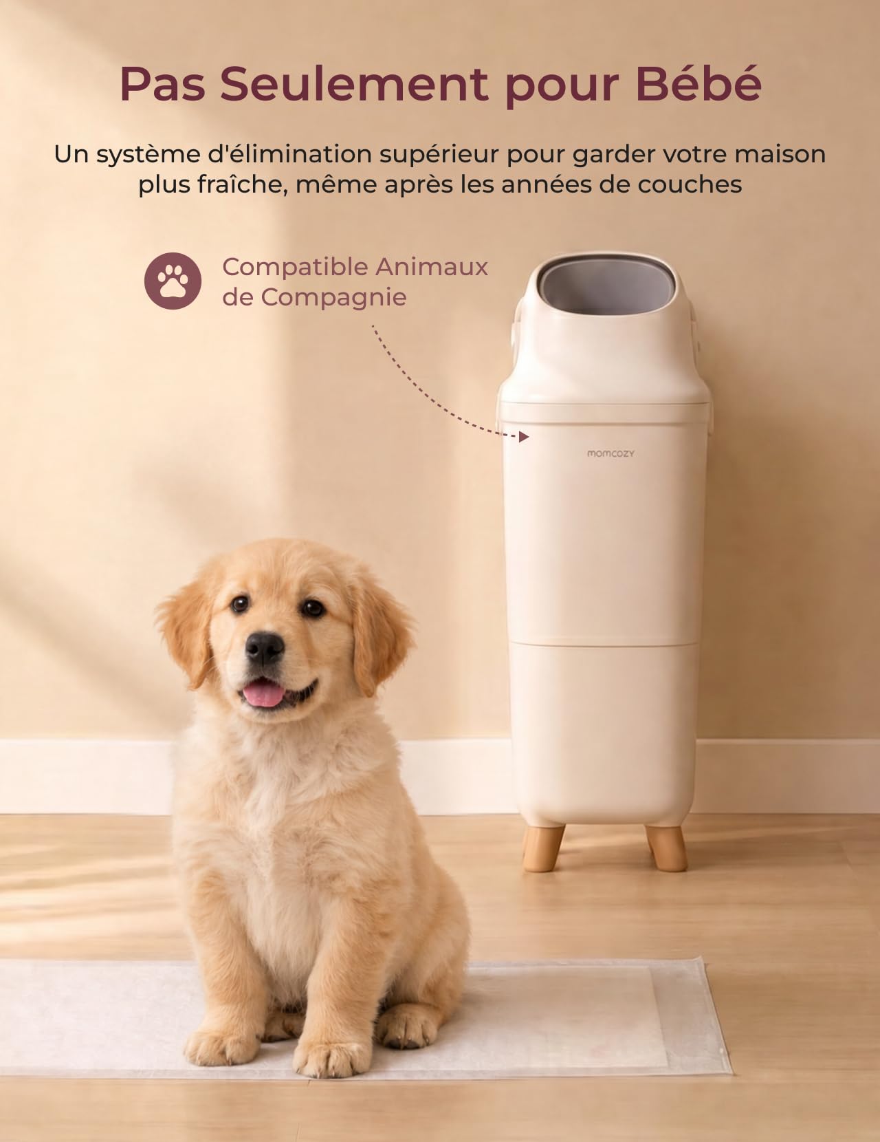 Momcozy Poubelle à Couches avec Contrôle des Odeurs Breveté à Triple Joint, Grande Capacité