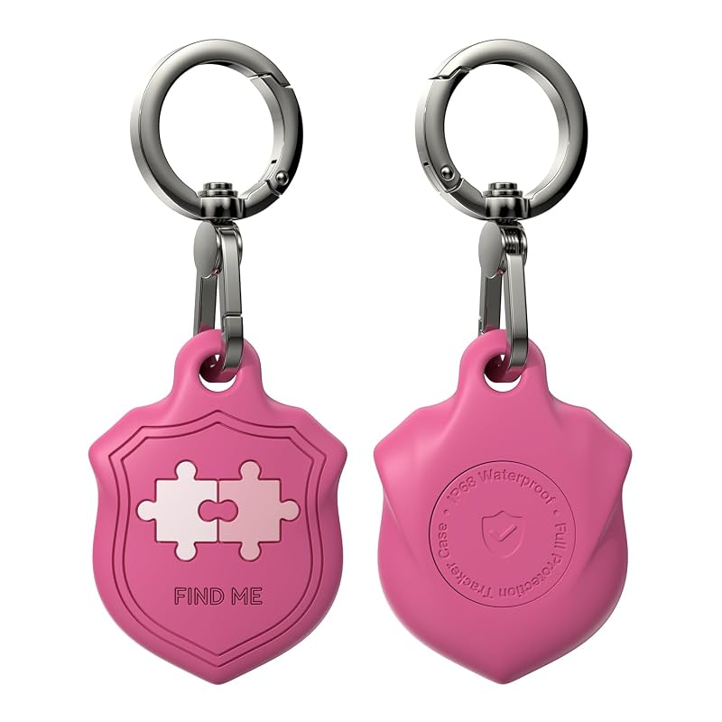 Capa para Apple AirTag em Silicone com Chaveiro Giratório, Impermeável, Hot Pink-P