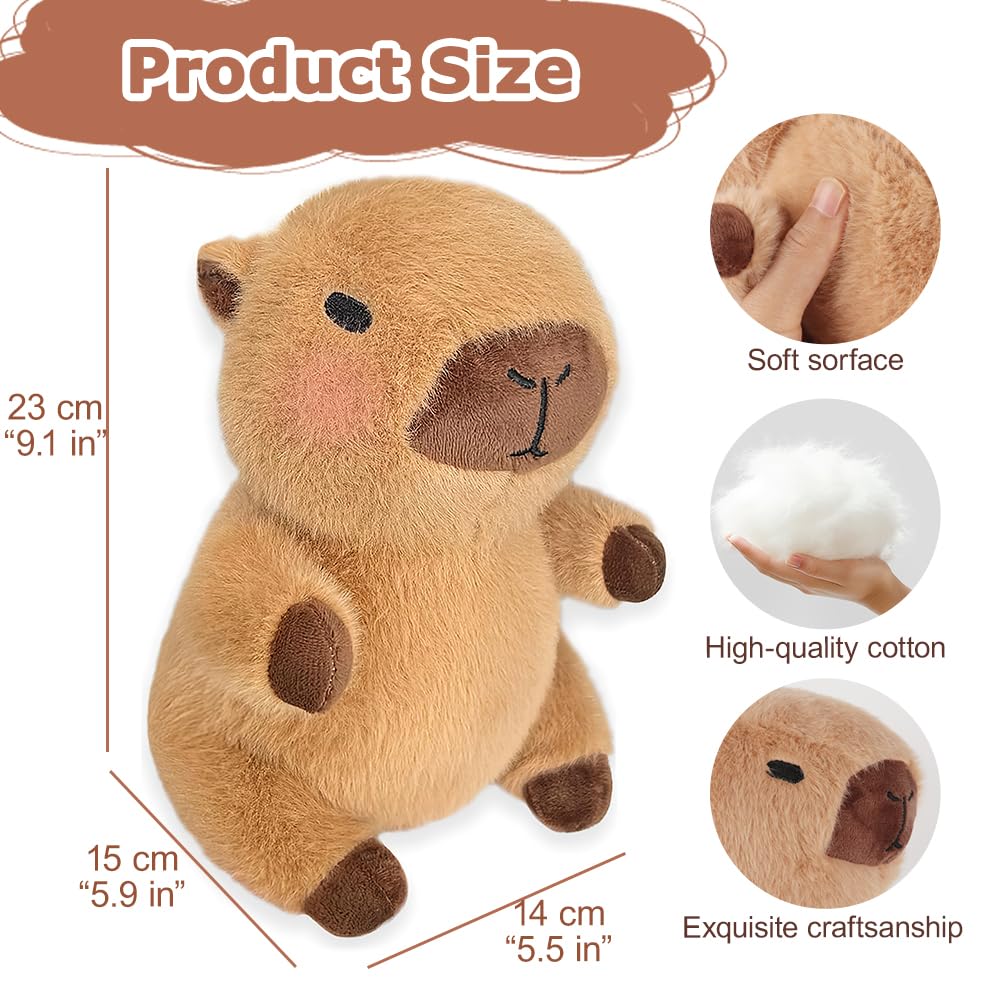 KBIBCK Capybara Plush with 9PCS Clothes&Accessories, 25cm Capybara Stuffed Animal, Cute CapybaraTeddy - Image 2