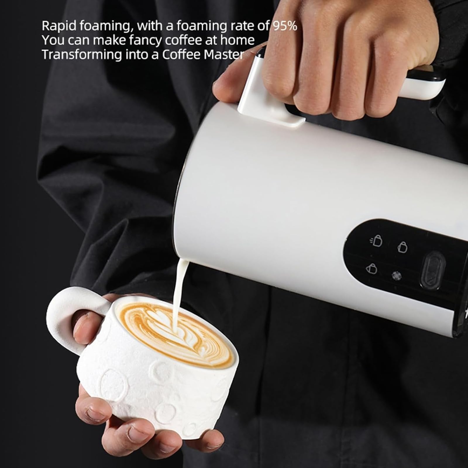 Elektryczny Spieniacz Do Mleka, Spieniacz Do Kawy Na Gorąco I Na Zimno O Pojemności 590 Ml Z 4 Trybami, Cicha Praca, Parowiec Do Mleka Do Latte, Cappuccino I Macchiato white Knobs