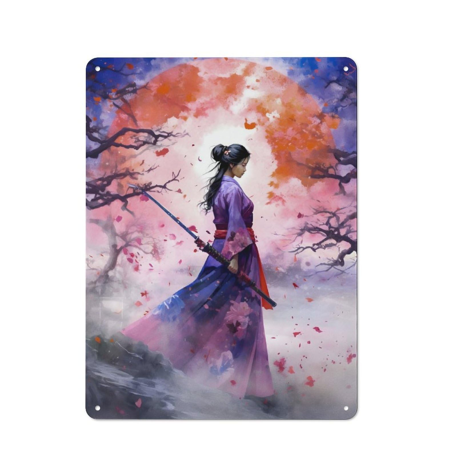 Junmoney Girls Flowers 05 Metal Wall Plaque, Easy To Hang Plaque For Home Cafe, Breakfast Area Or Pantry Wall, 40X30cm