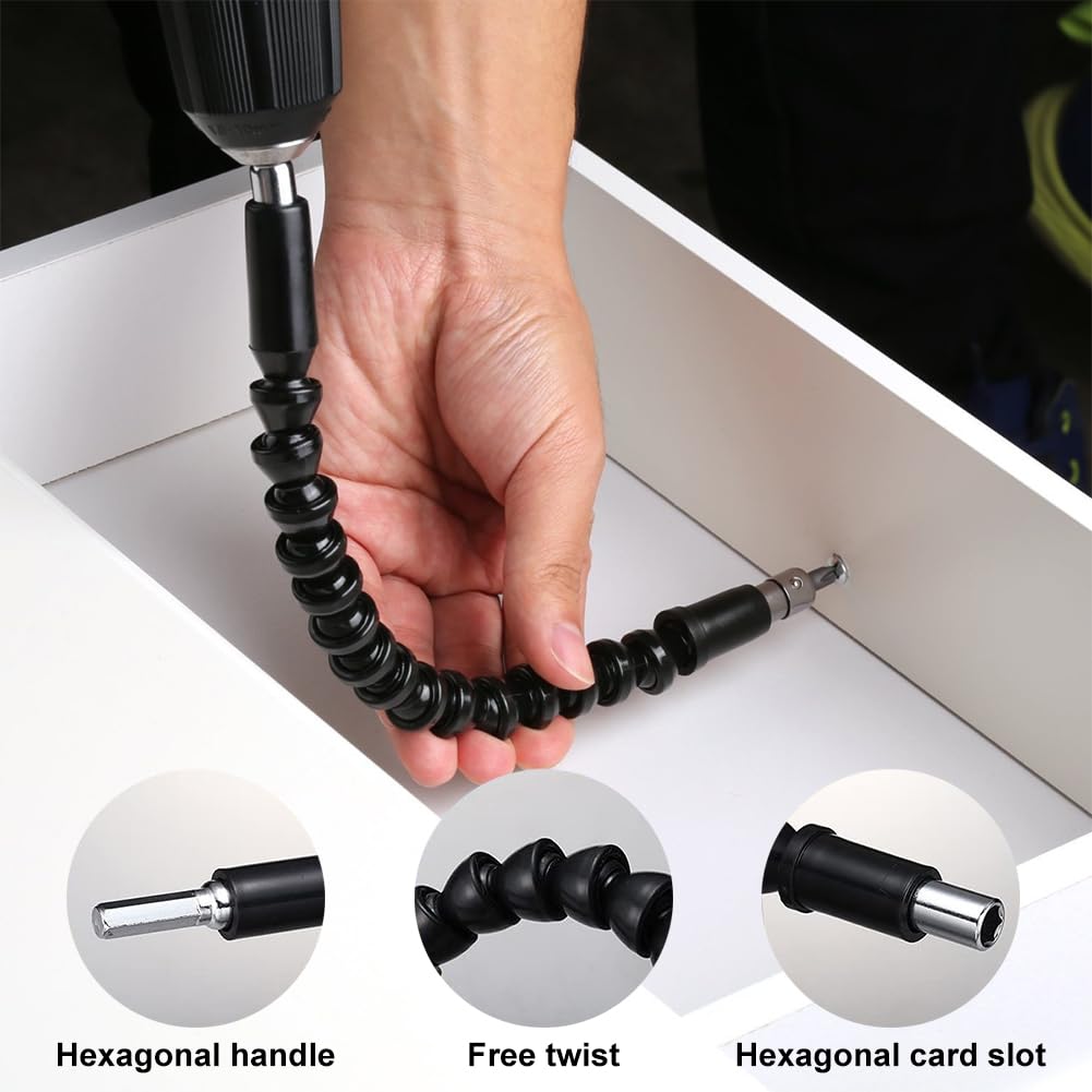 Set 4 Prolunghe Flessibili Per Trapani - Adattatori Angolari 105° - Per Spazi Stretti