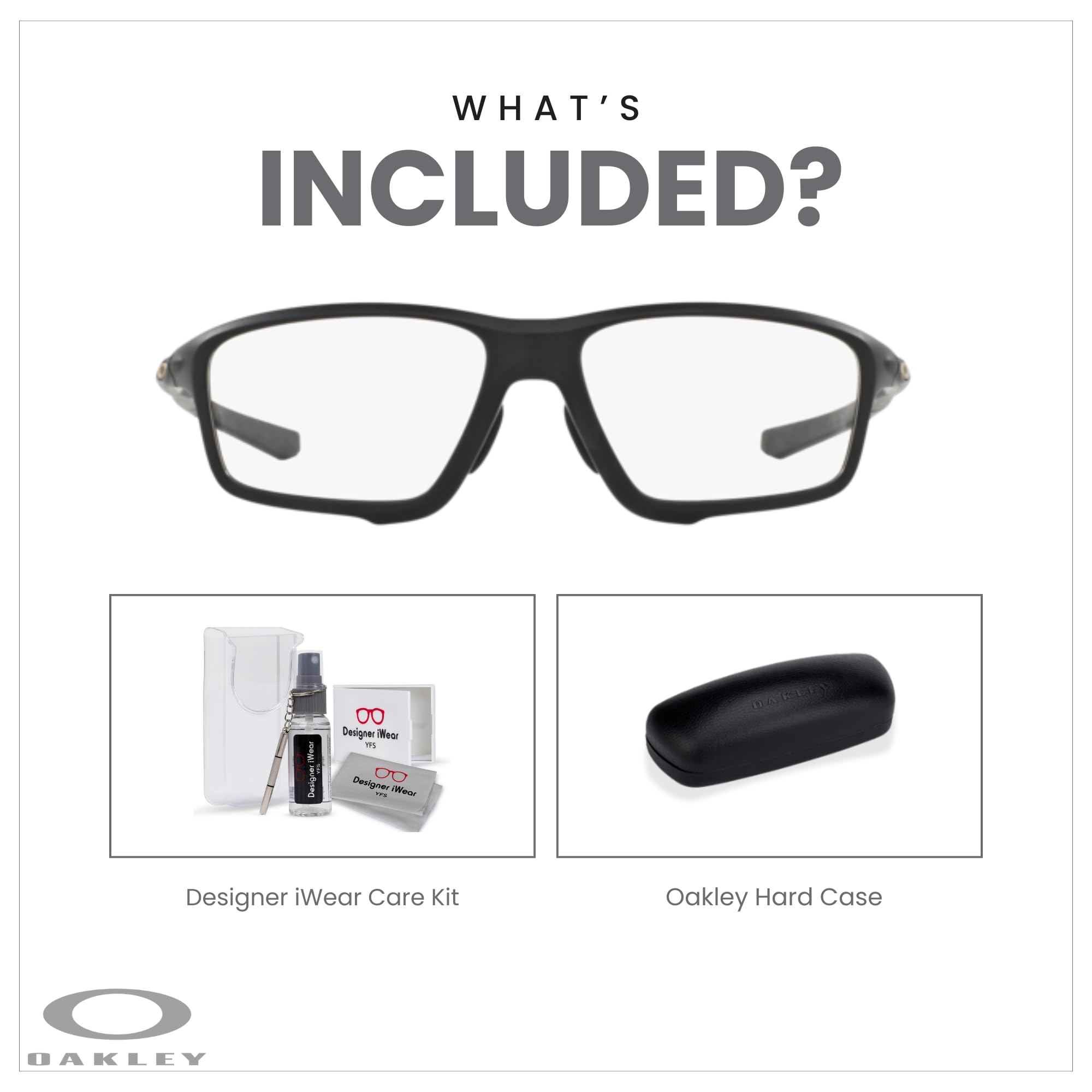 Oakley Crosslink Zero OX8080 808007 58MM Satin Black Square Eyeglasses for Men + BUNDLE With Designer iWear Eyewear Kit