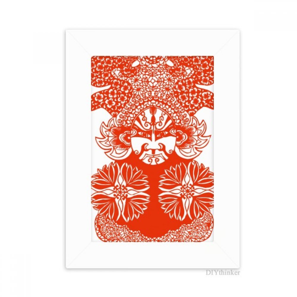 Cadre photo opéra de Pékin papier-cut idée cadeau déco culturelle blanc