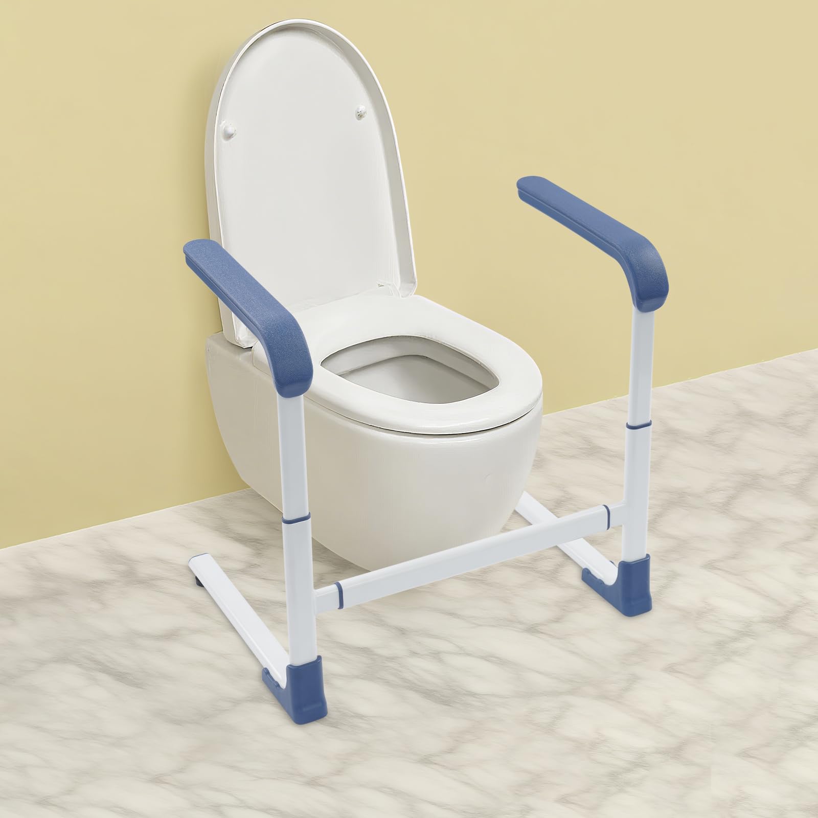 Ausili per alzarsi da Divano/Letto/WC, Aiuto per alzarsi antiscivolo per anziani con maniglia larga, Altezza e larghezza regolabili Supporto per pazienti e disabili, fino a 150 kg (Blu)