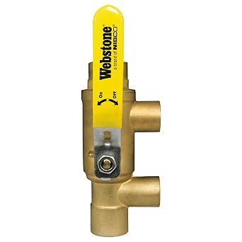 1" x 3/4" Pro-Pal Full Port Brass Ball Valve w/Reversible Handle, Primary/Secondary Loop Purge Tee 600 WOG
