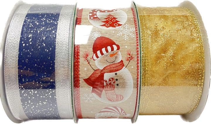 Amazon | クリスマスにCOTSCO コストコ ワイヤーエッジ リボン 3種×3m