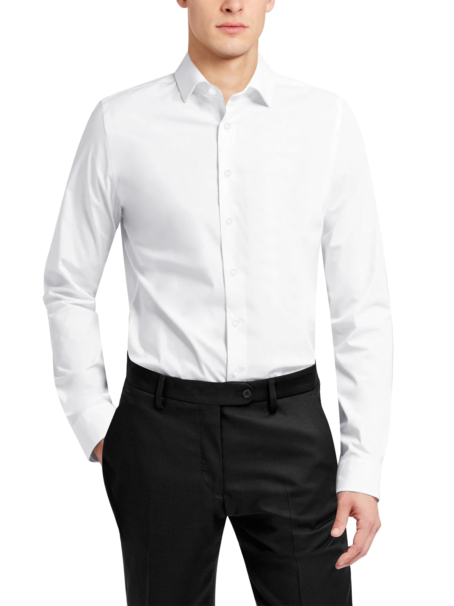 VERNO FASHIONVerno Mens Long Sleeve Dress Shirts Formal Button Up Shirts Spread Collar Solid Shirts