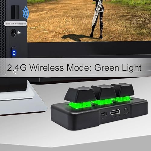 Miniatura 5 de Mini teclado de 3 teclas 2.4G inalámbrico 2 en 1 Teclado mecánico para juegos Programa personalizado de tecla caliente con LED RGB para juegos OSU