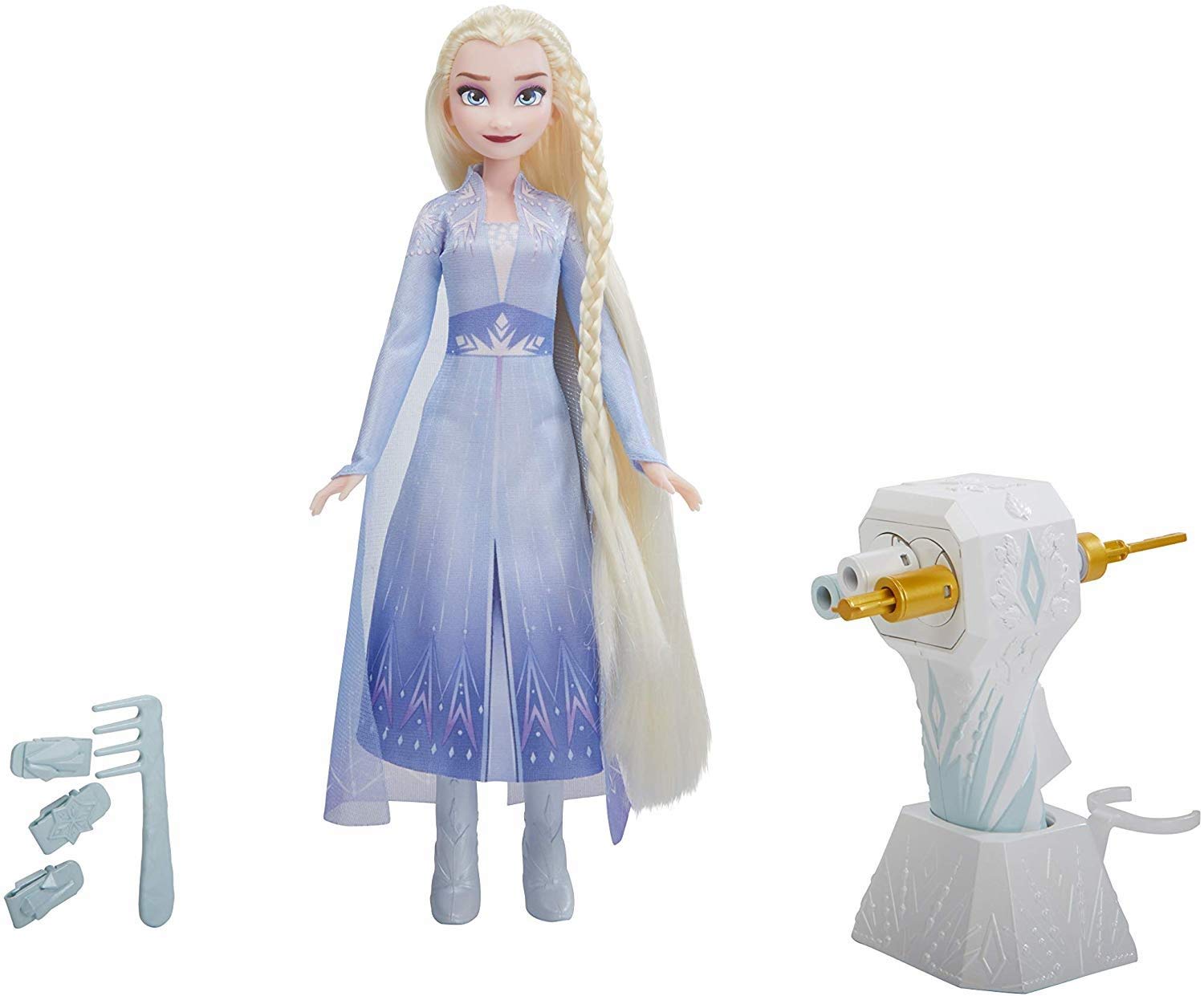 Disney Die Eiskönigin Flechtspaß ELSA Puppe mit extralangem, blondem Haar, Styler und Haarclips – Spielzeug für Kinder ab 5 Jahren