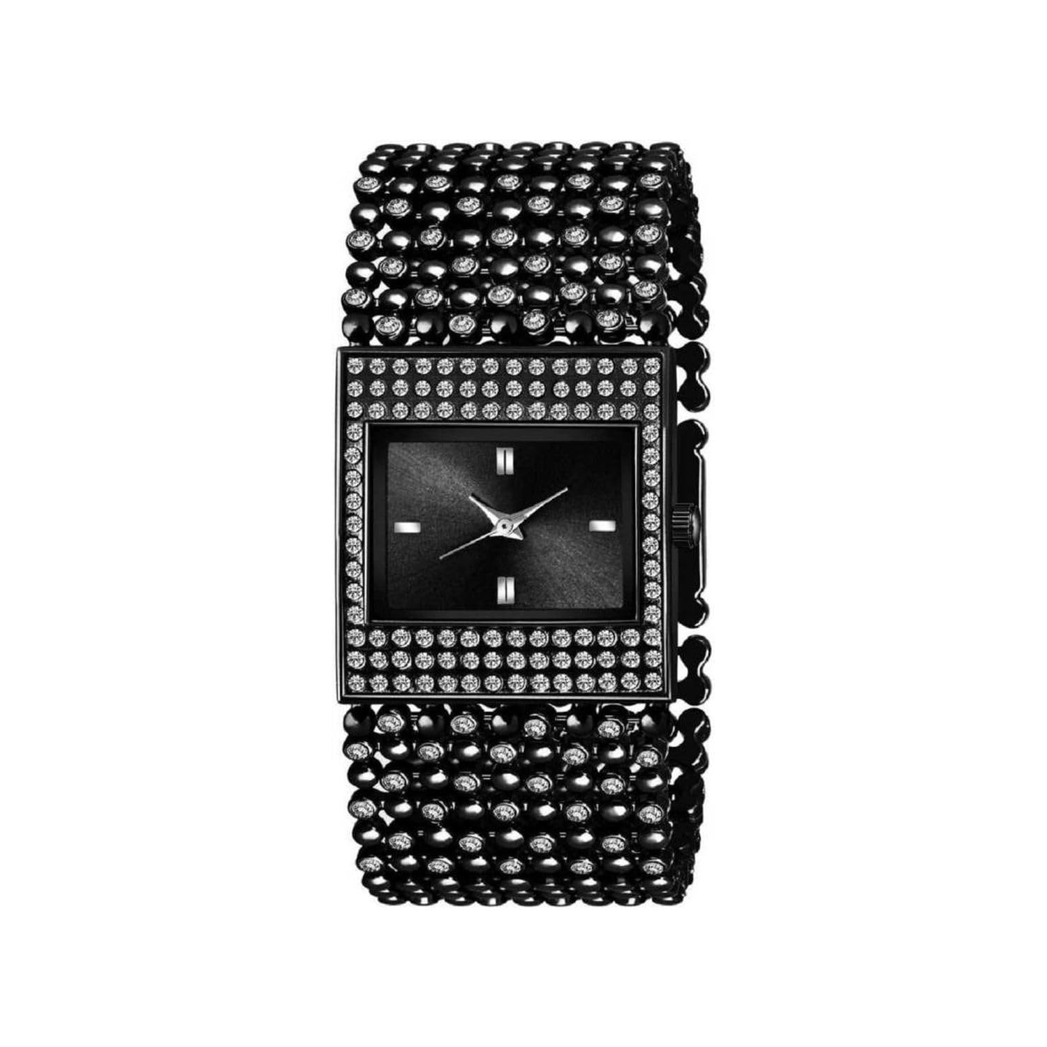 Trendaddy Men and Women Metal Black Square Dial Shape Quartz Diamond Wrist Watch | Fancy Watches Gift Item for Birthday, Anniversary, Loving Partner (B0CJLRMTTX) Amazon Price History, Amazon Price Tracker