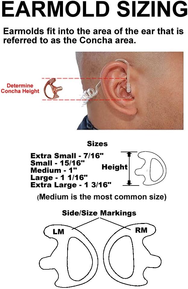 Valley Enterprises Replacement Medium Earmold Earbud One Pair for Two-Way Radio Audio