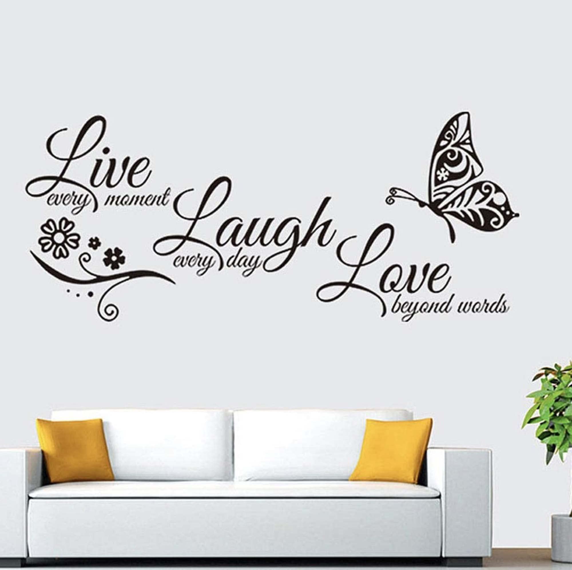 Artcraftuk Black Live Every Moment Laugh Everyday Love Beyond Words Wall Stickers Art Sticker/Decal Home Door Decoration Quote Wall Art Diy Mural Decor