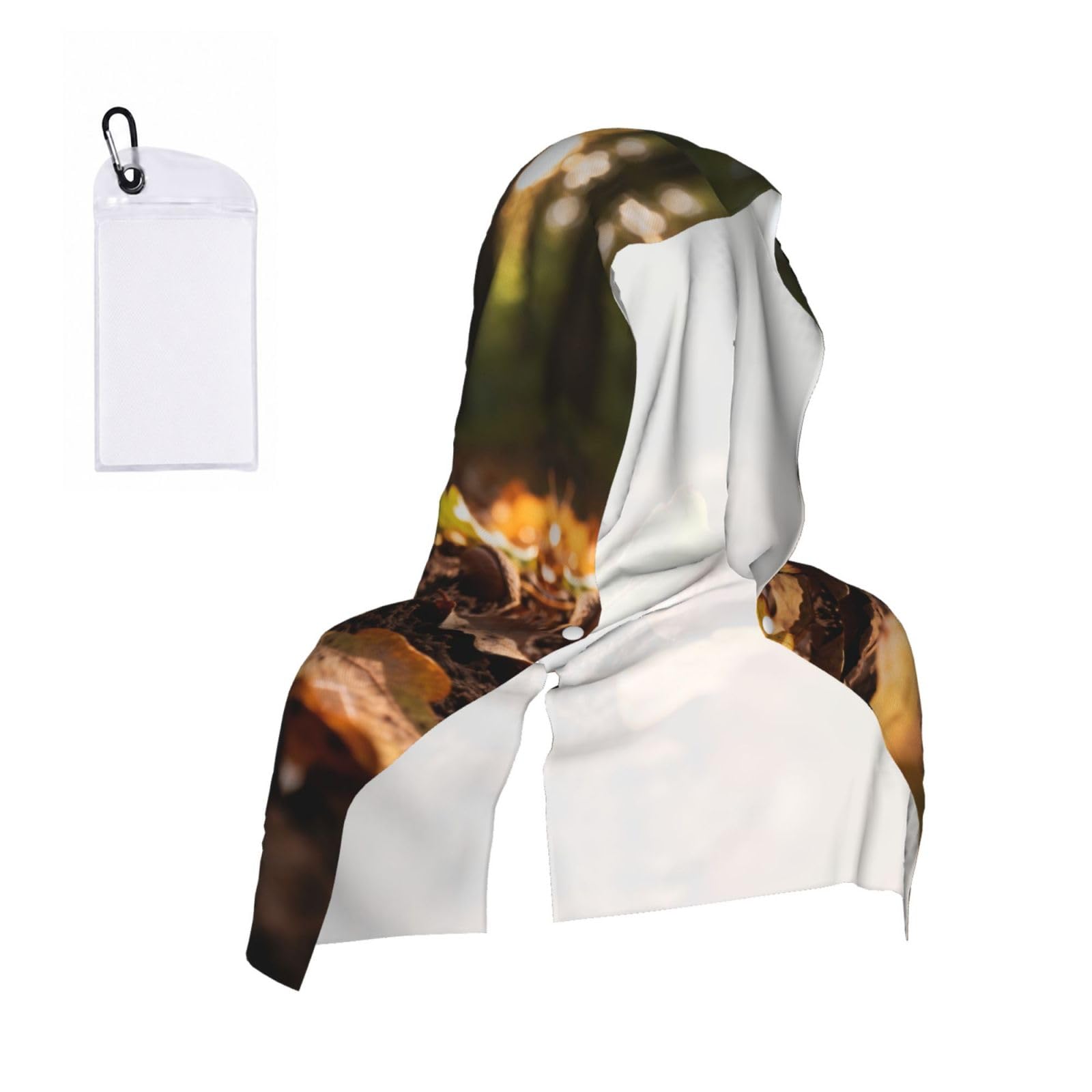 CNTDBU Acorn Oak Leaf Cooling Towel Hooded-Instant Chill Neck Cover for Sports, UV Cooling Rag for Running Gym