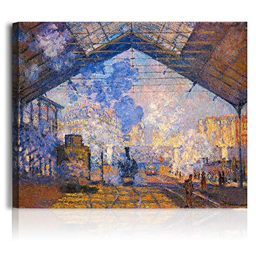 A&T ARTWORK The Gare Saint-Lazare by Claude Monet The World Classic Art Reproductions, Giclee Canvas Prints Wall Art for Home Decor,16x20 inches