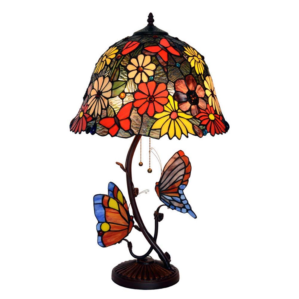 Aioneer 16 Inch Tiffany Table Lamp Country Butterfly Sun Flower Table Lamp