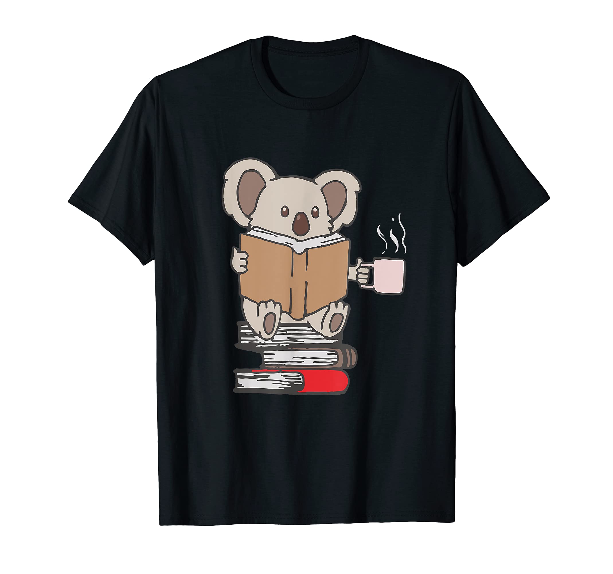 Funny Reading Lover Book Worm Cute Koala T-Shirt, Black