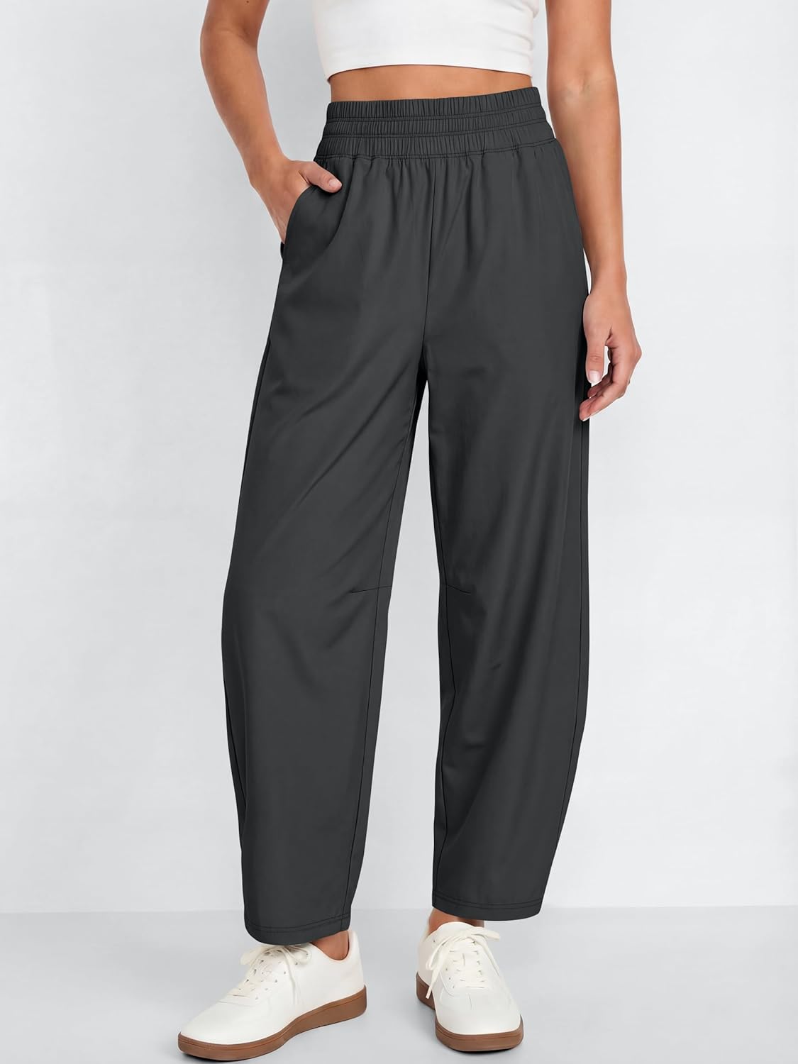 Caracilia Womens Barrel Wide Leg Hiking Pants High Waisted Baggy Summer Quick Dry Athletic Trousers with Pockets 2026