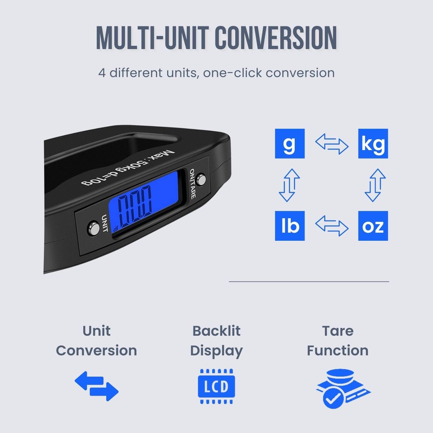 50 kg / 10g Tragbare Gepäckwaage Digital Präzise Mini Angelhaken Hängen Waage Elektronische Waage für Reise Haushalt Wiegen